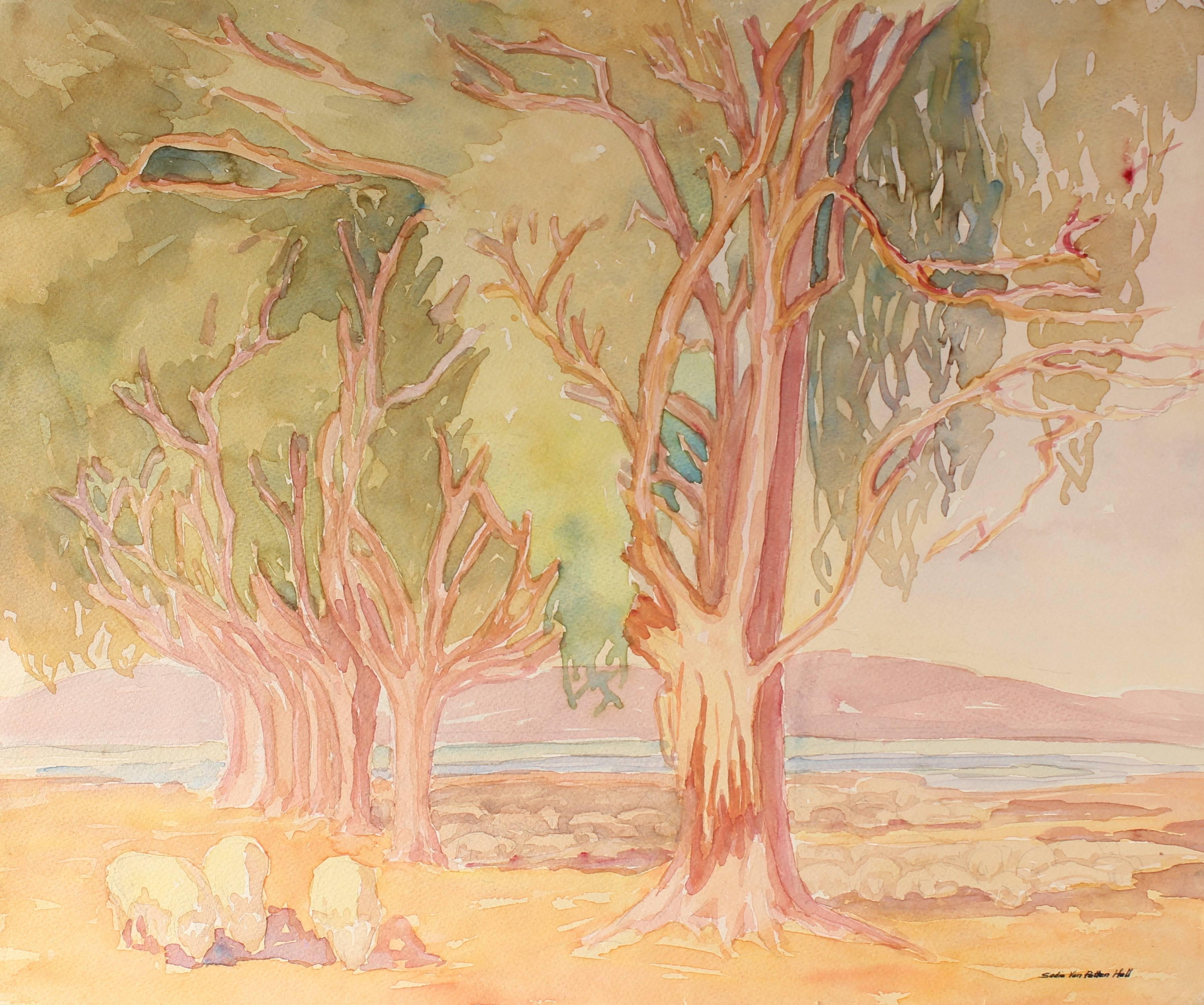 Sadie Van Patten Hall Landscape Art - California Landscape with Eucalyptus
