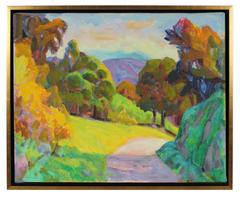 Carmel Valley Landscape in Oil Paint, 20th Century