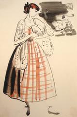 Mid Century Party Dress Fashion Illustration