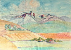 Vintage California Landscape in Watercolor, Circa 1950s