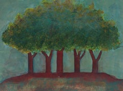 Red Trees in a Landscape, Acrylic Painting, 2008