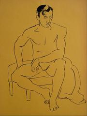 Modernist Male Figure in Ink, Circa 1940s