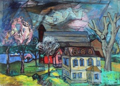 "Early Spring near Iroquois", Montreal Landscape Painting, 1956