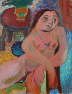 Expressionist Nude in Oil, Circa 1940s