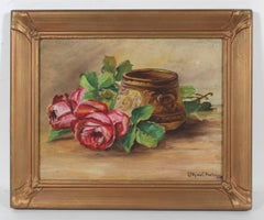 Still Life with Roses, Oil on Paper, 1929