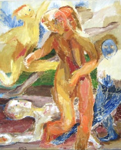"Dance" Large Expressionist Figurative Oil, 1968