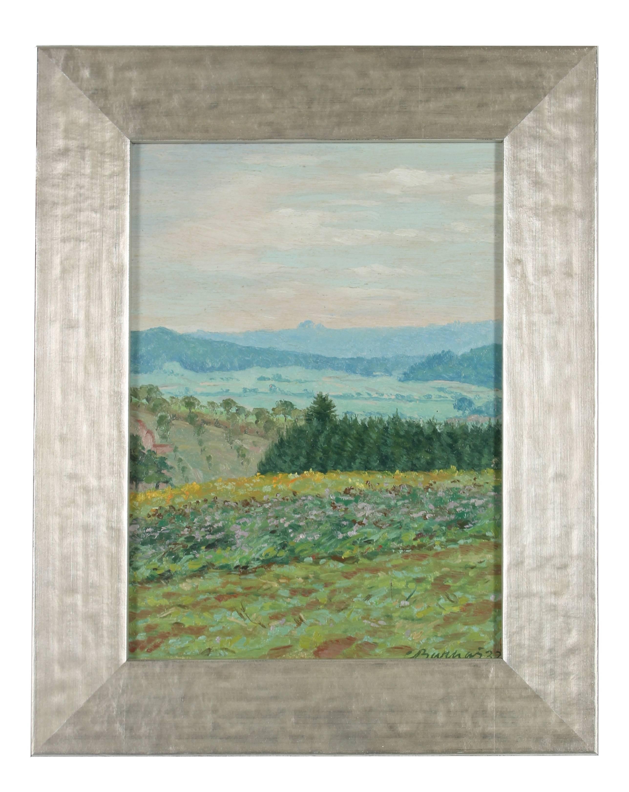 Carl Barnas Landscape Painting - "Der Rote Berg II" Impressionist German Landscape Oil Painting, 1932