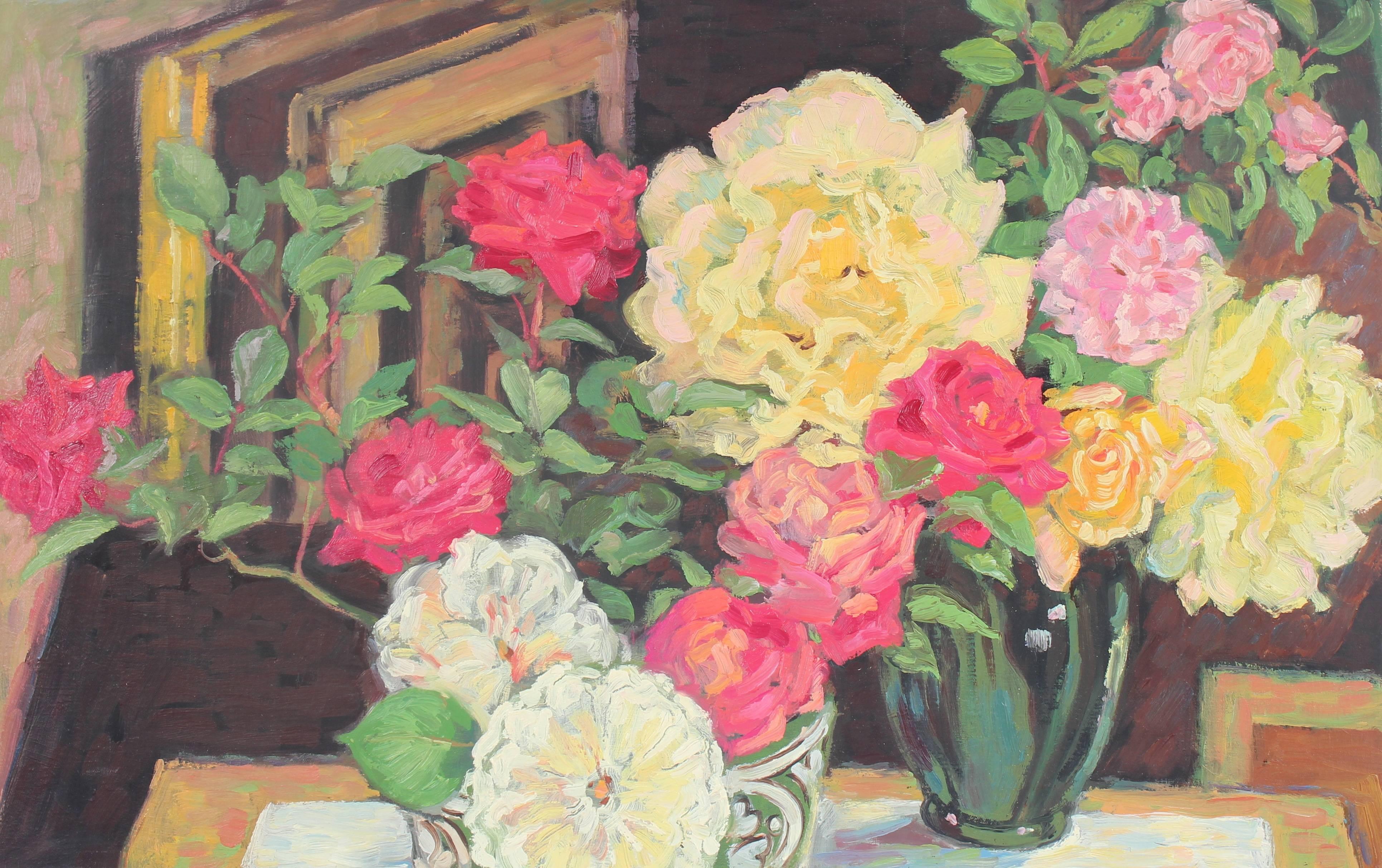 Mary Pomeroy Still-Life Painting - Still Life with Roses in Oil, 20th Century