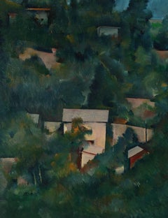 Los Angeles Hillside Landscape, Oil on Paper, Late 20th Century
