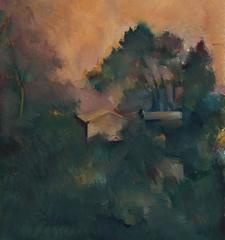 Los Angeles Hillside at Sunset, Oil on Paper, 20th Century