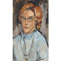 Woman with Glasses, Modernist Portrait in Oil, 1969 12