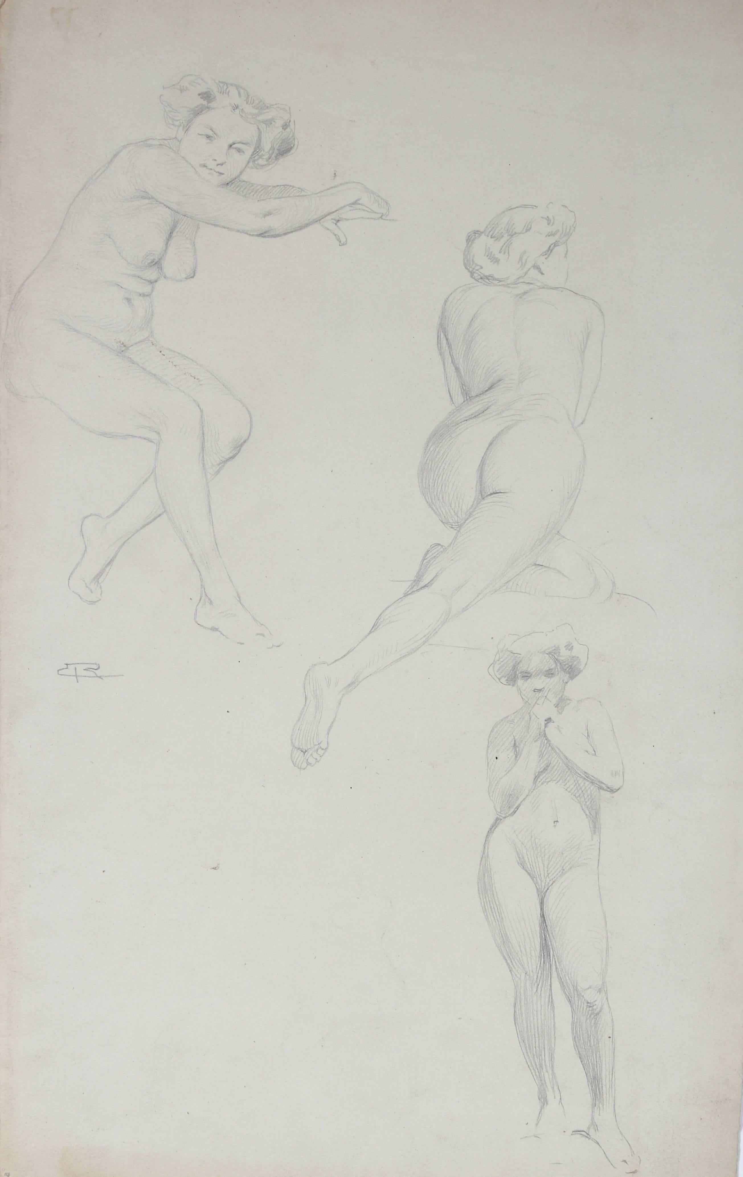 Delicate Figure Studies in Graphite - Art by Unknown