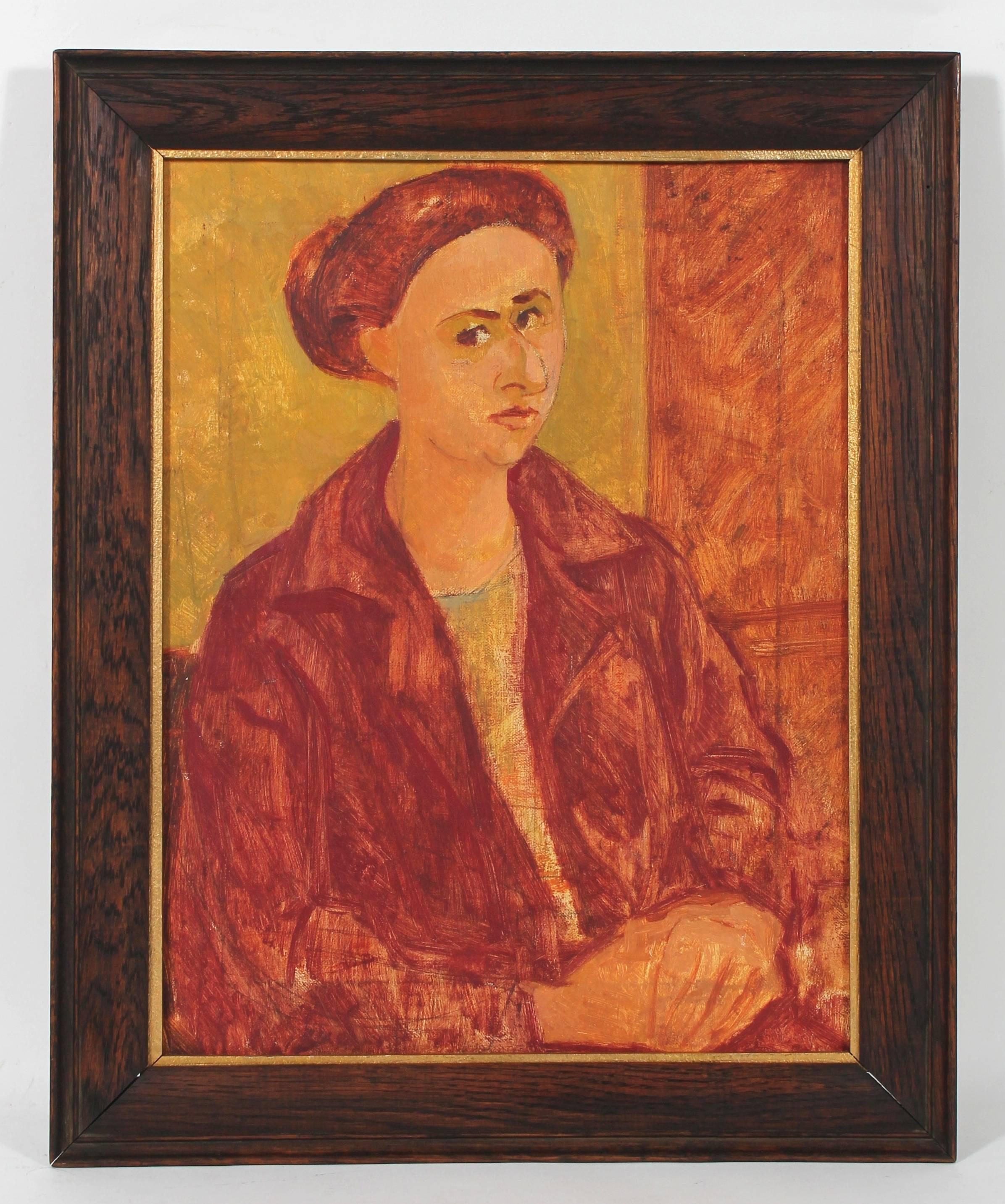 Martin Snipper Portrait Painting - Seated Portrait of Ethel Weiner Guttman
