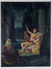 "Bacchus with Wine" Oil Painting, 1943