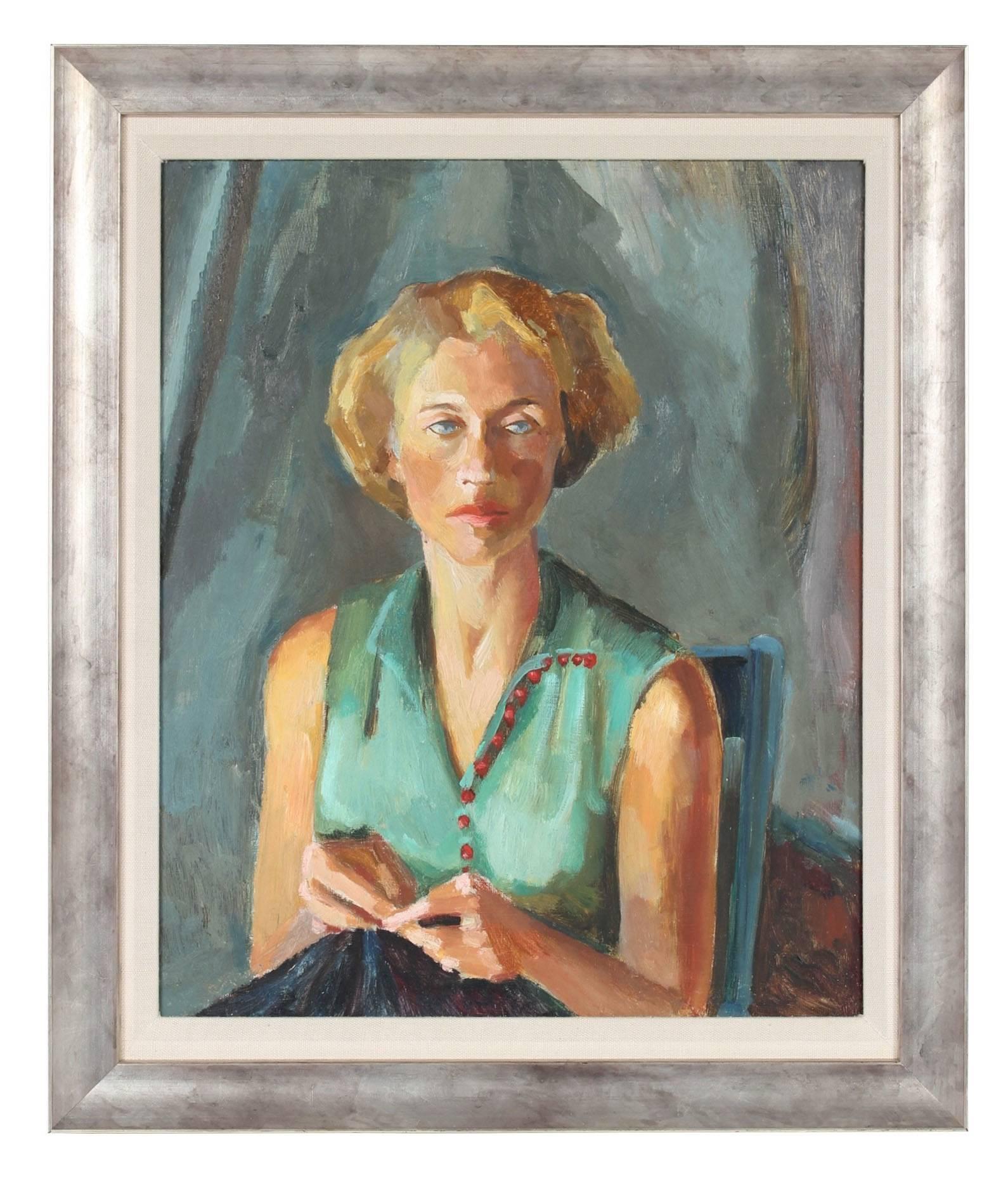 Frederick Pomeroy Portrait Painting - Portrait of the Artist's Wife, Mid 20th Century Oil Painting
