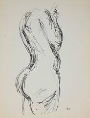 Monochromatic Nude Torso in Ink, Early 20th Century