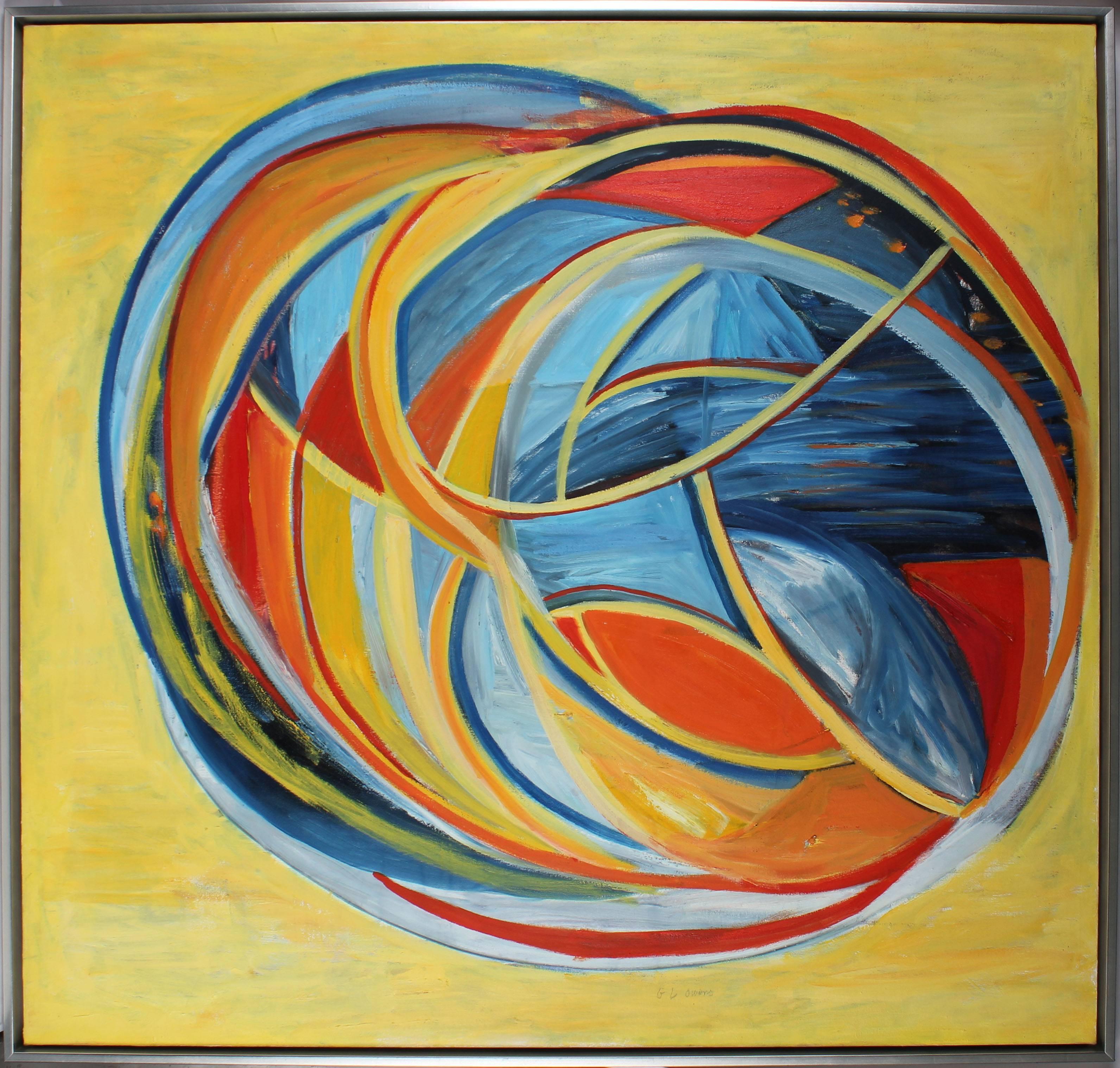 Georgette London Owens Abstract Painting - "Uranus" Large Abstract Expressionist Oil in Yellow, 1970s