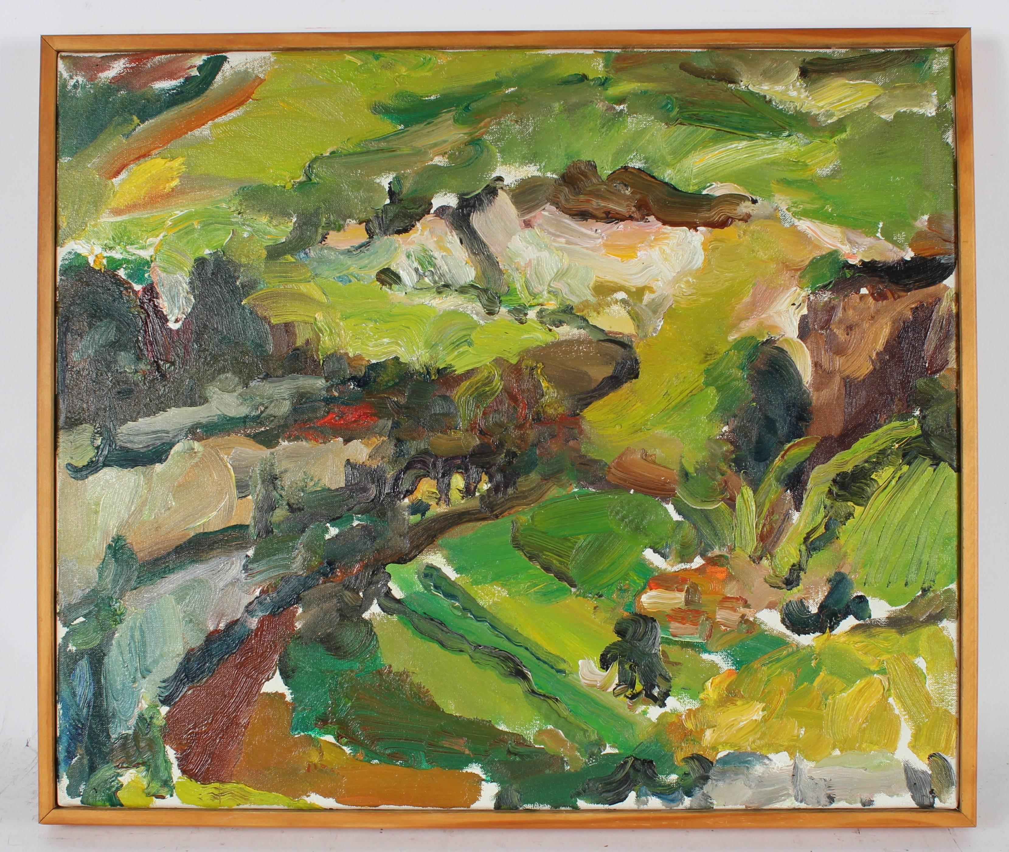 Jack Freeman Landscape Painting - "Le Lot Cut Study, Afternoon" Landscape Oil Painting, 2009