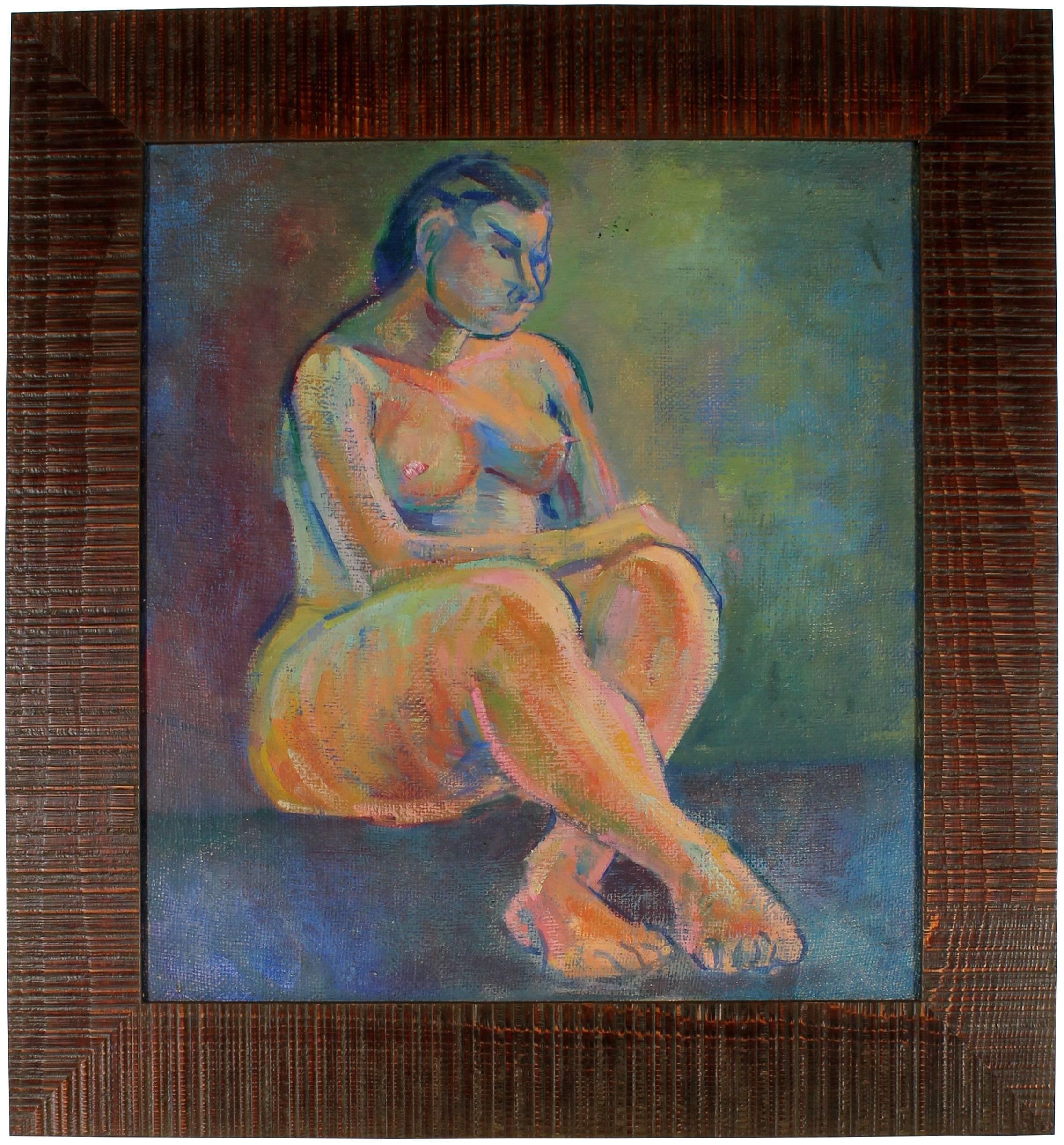 Expressionist Figure in Oil Paint, 1940s