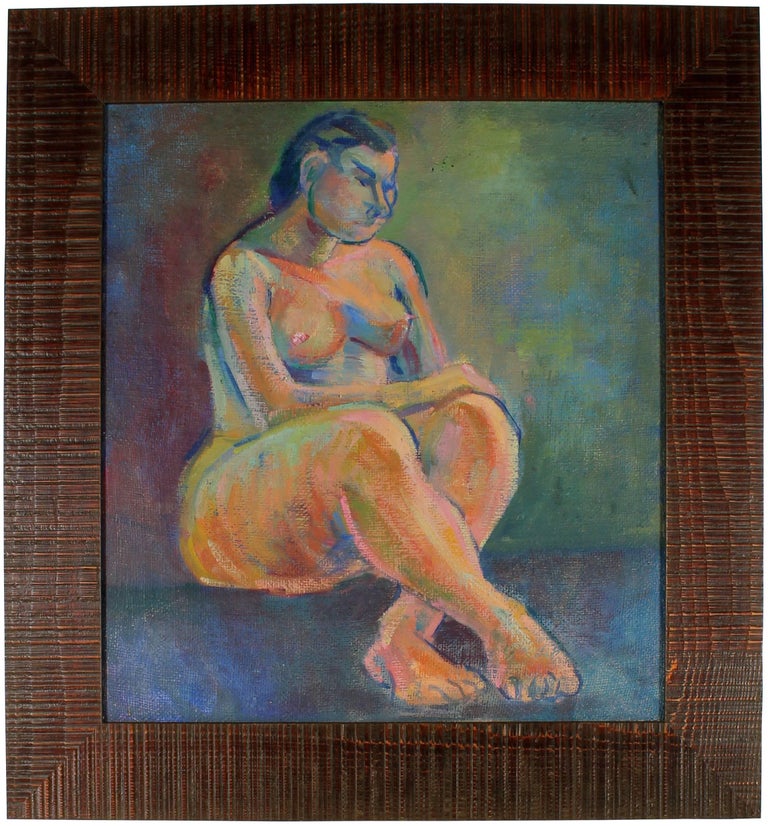 Martin Snipper Nude Painting - Expressionist Figure in Oil Paint, 1940s