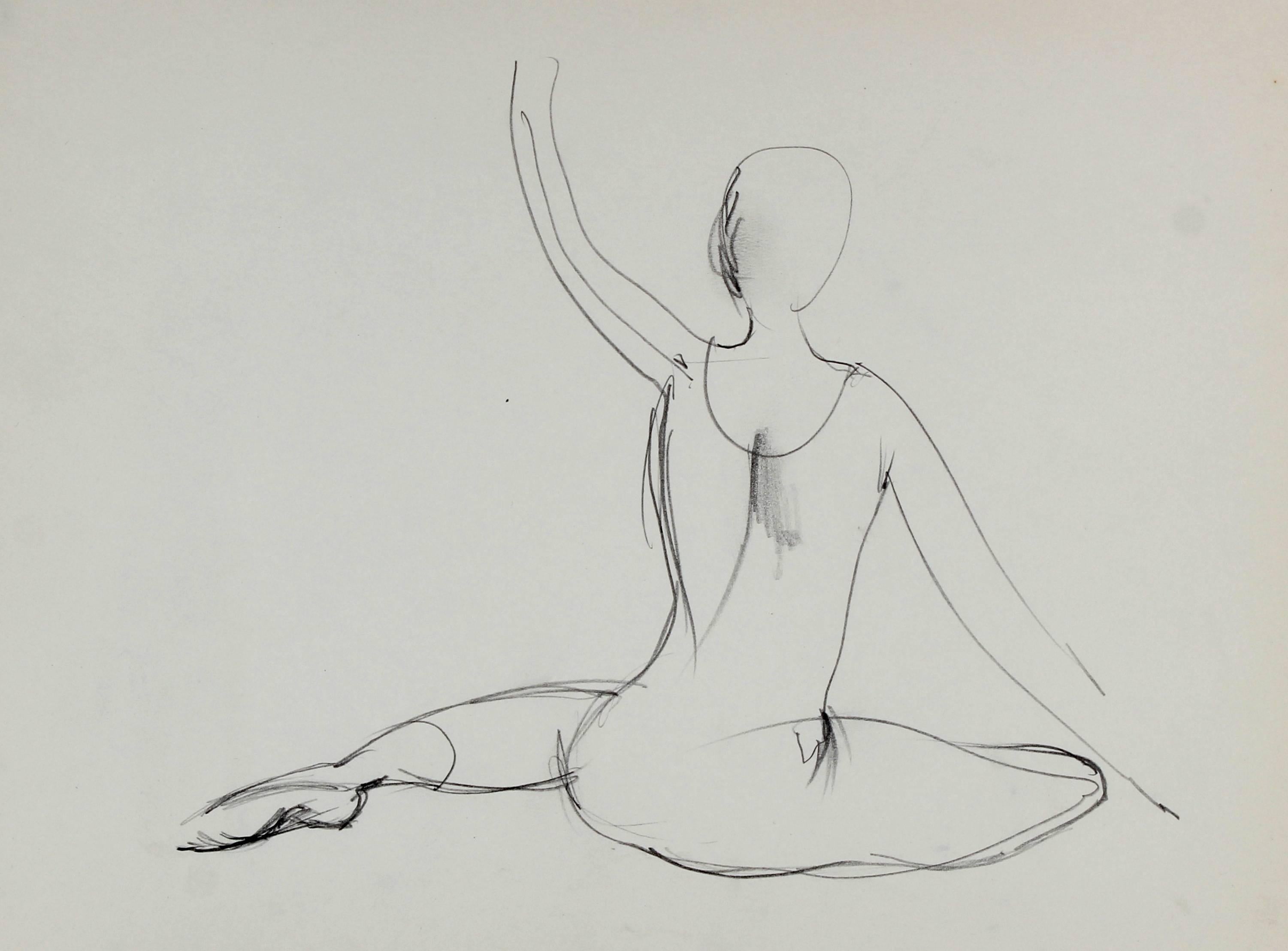 Hugh Wiley Figurative Art - Graphite Drawing of a Dancer, 1974