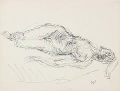Reclining Female Figure in Ink, Early 20th Century