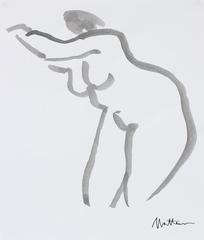 Modernist Nude Figure in Ink, 20th Century