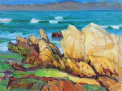 Sunny Carmel Seascape in Oil, 20th Century Painting