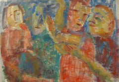 Expressionist Figures in Watercolor, Early 20th Century