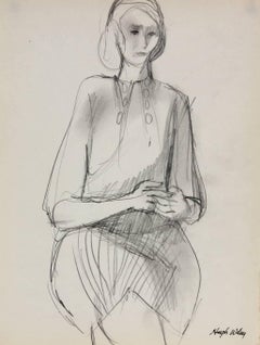 Drawing of a Seated Woman in Graphite, 1960