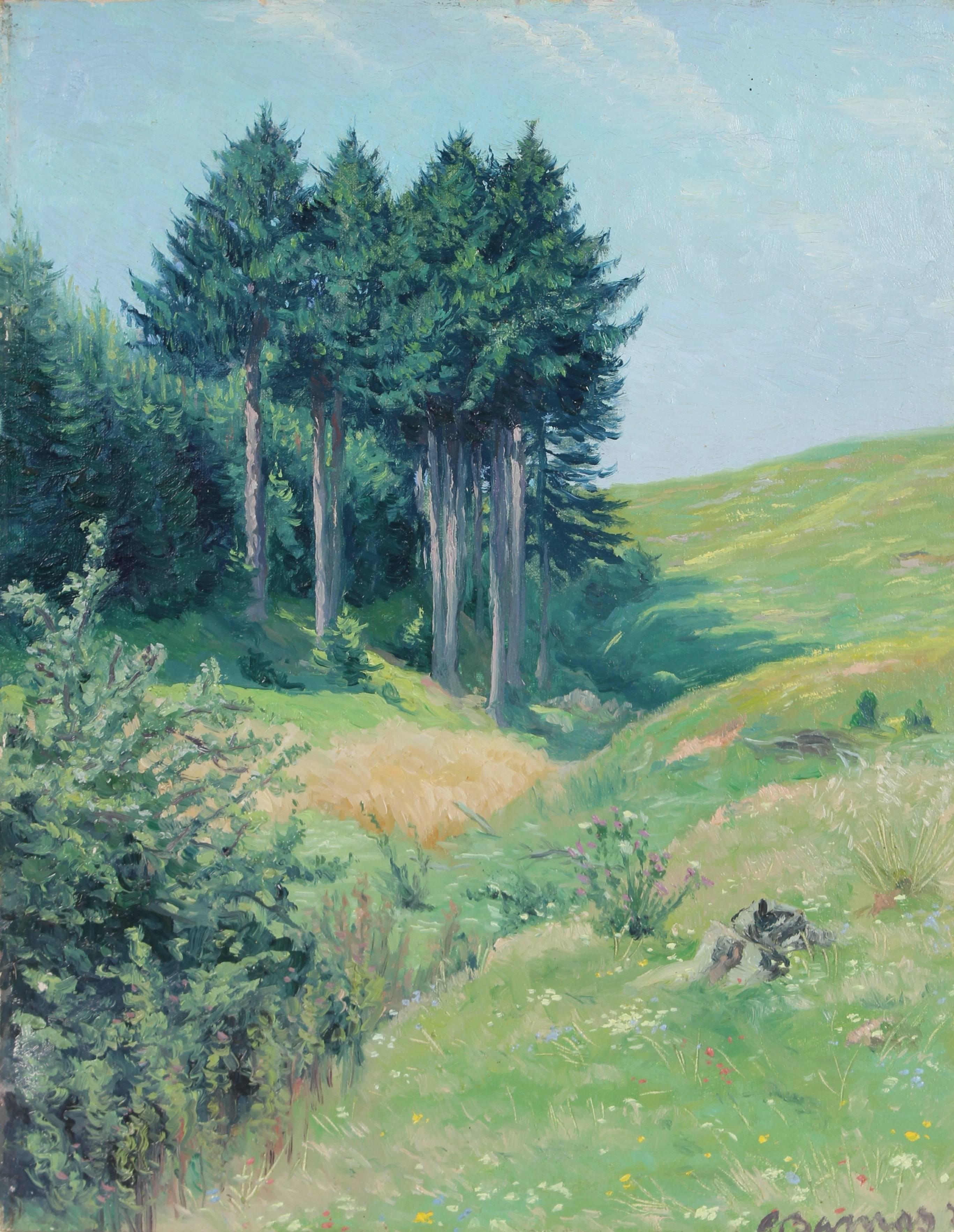 Carl Barnas Landscape Painting - "Slope of Eulergraben", Plein Air German Landscape, 1931