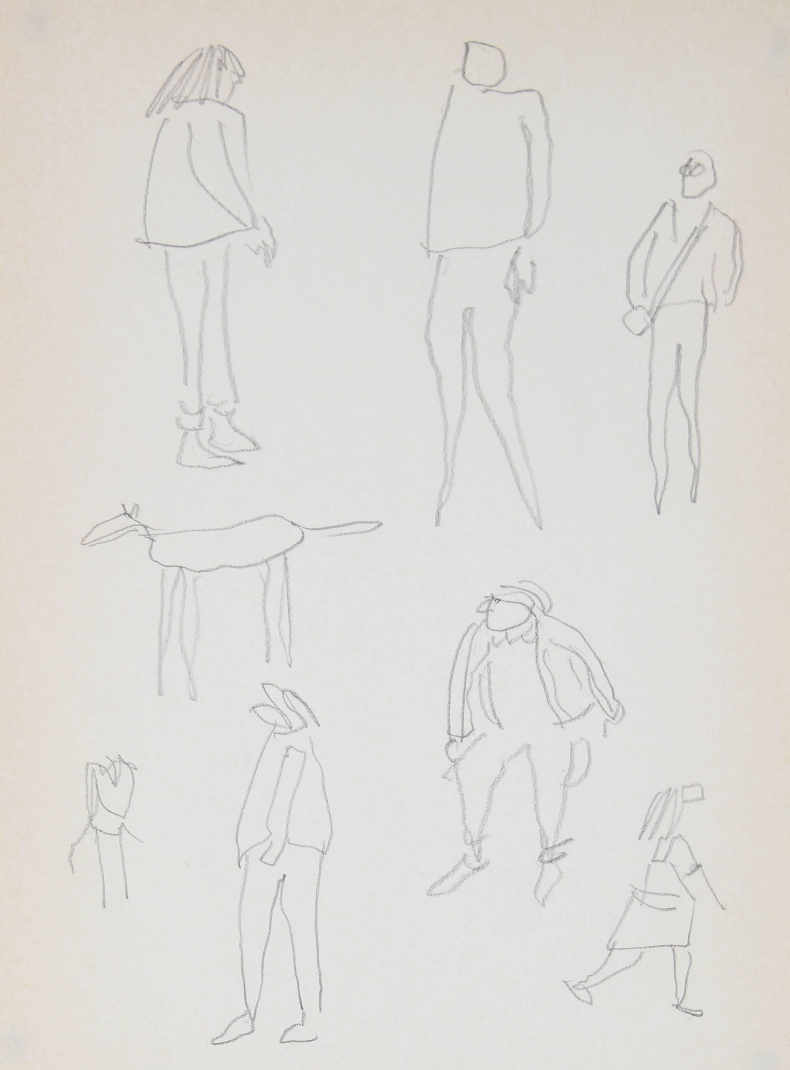 Figure Studies at the Park, Graphite Drawing, 1989
