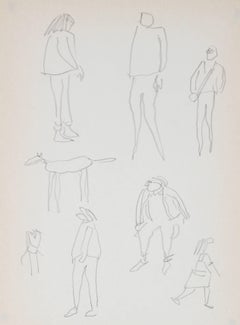 Figure Studies at the Park, Graphite Drawing, 1989