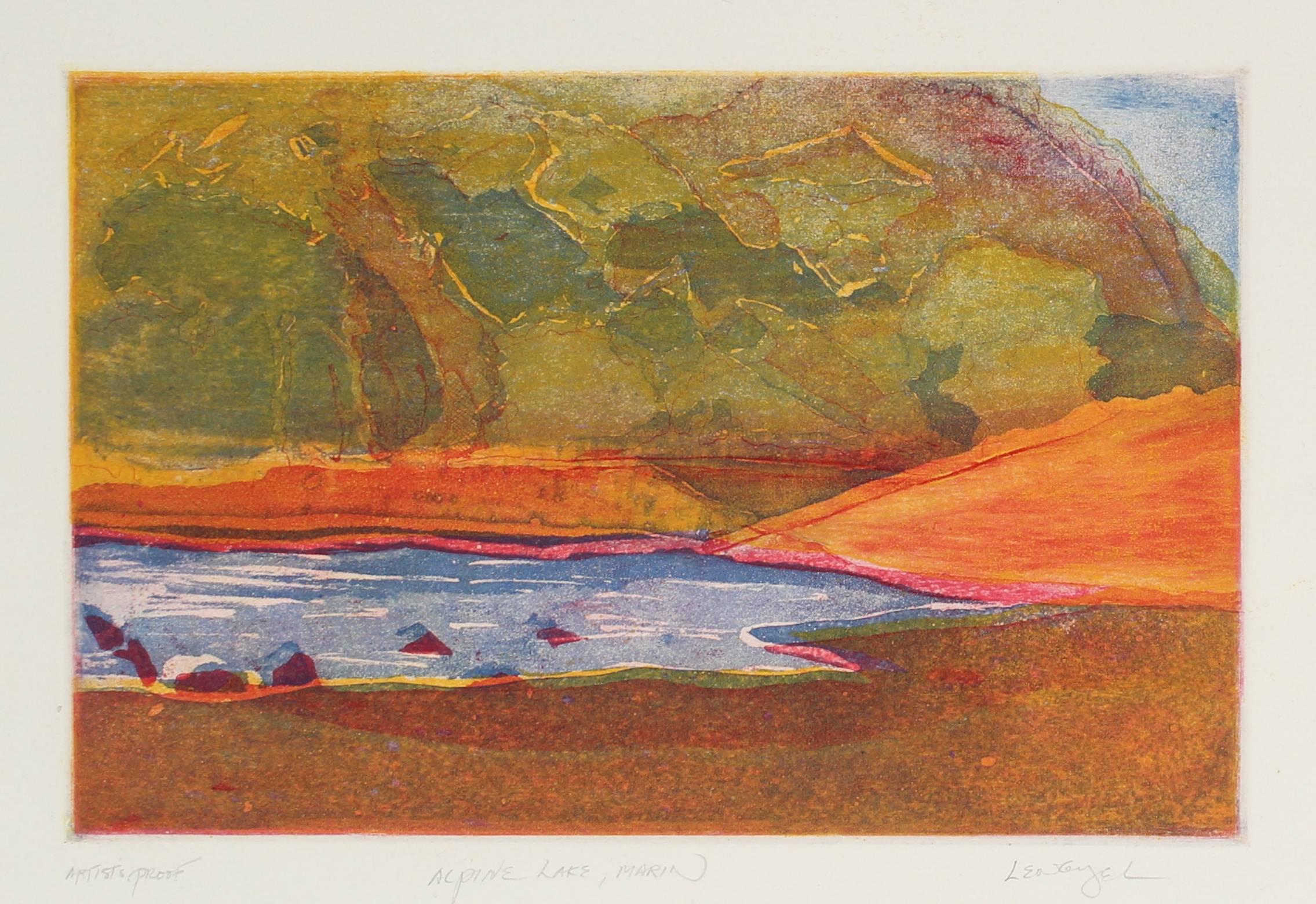 Laura Lengyel Landscape Print - "Alpine Lake, Marin" Bay Area Landscape Etching, 1981