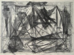 Monochromatic Modernist Abstract in Graphite, 1967