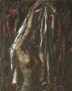 "Figure Holding Drapery" Modernist Interior with Nude, 1952