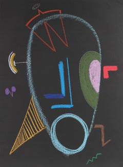 Abstracted Surrealist Portrait in Pastel, 1972
