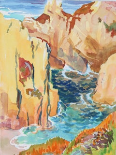 "Round the Cliffs" Carmel Seascape Watercolor, 1987