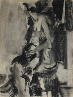 Expressionist Figure Study in Charcoal, 1950
