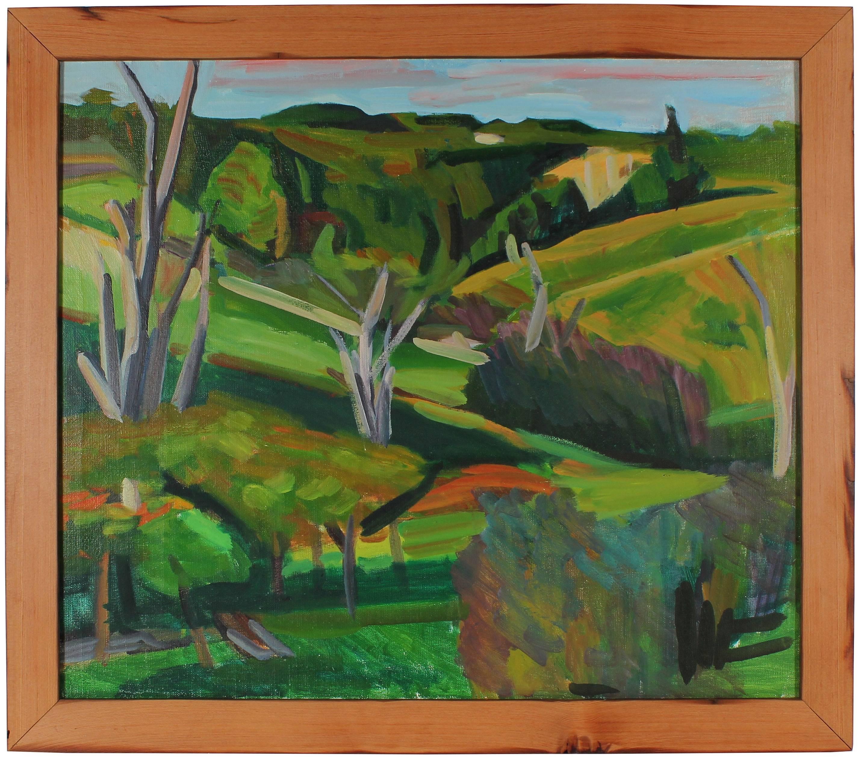 Unknown Landscape Painting - Countryside Landscape, Oil on Canvas