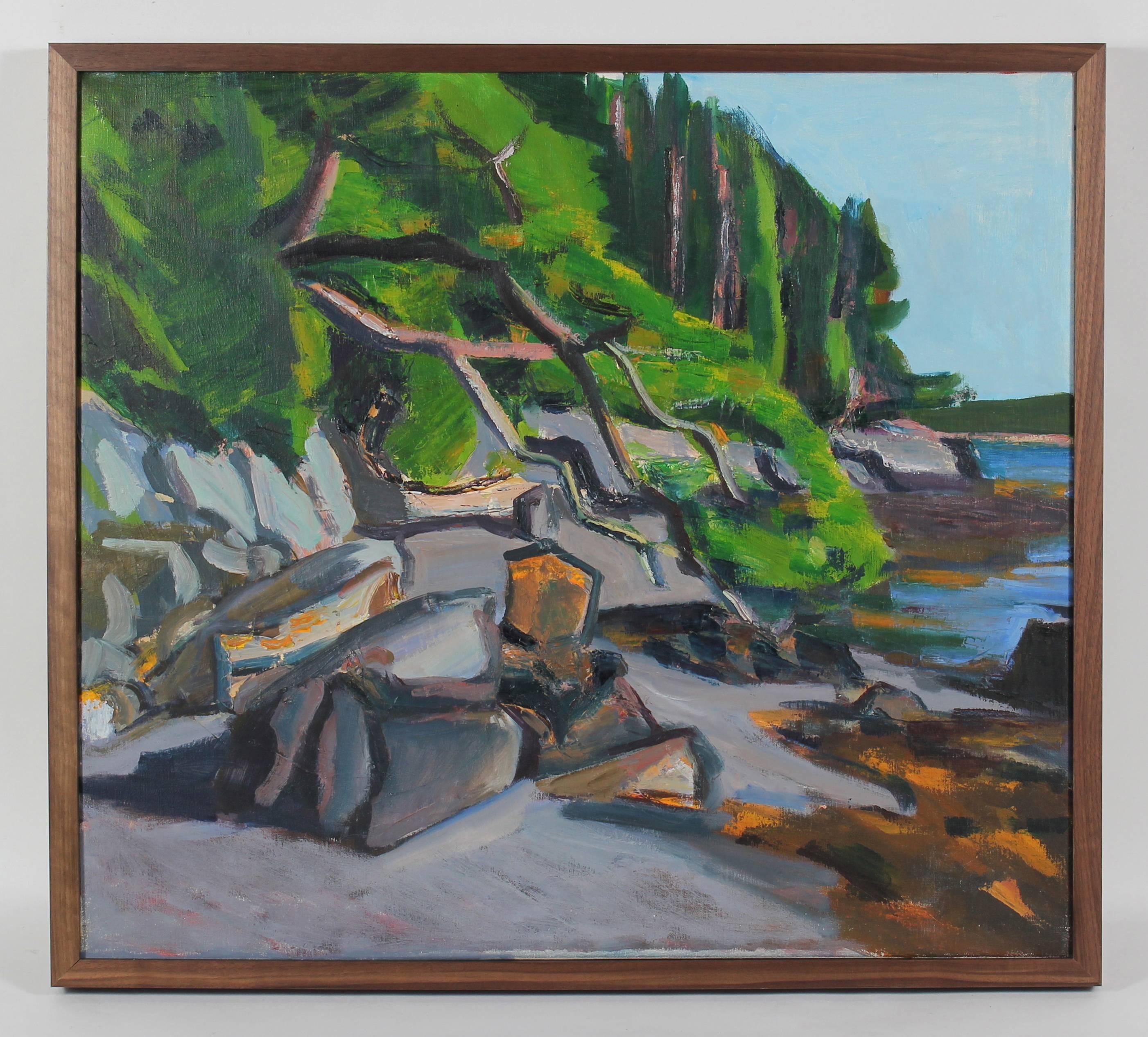 Unknown Landscape Painting - "Islesboro, Maine" Coastal Landscape in Oil, 1988