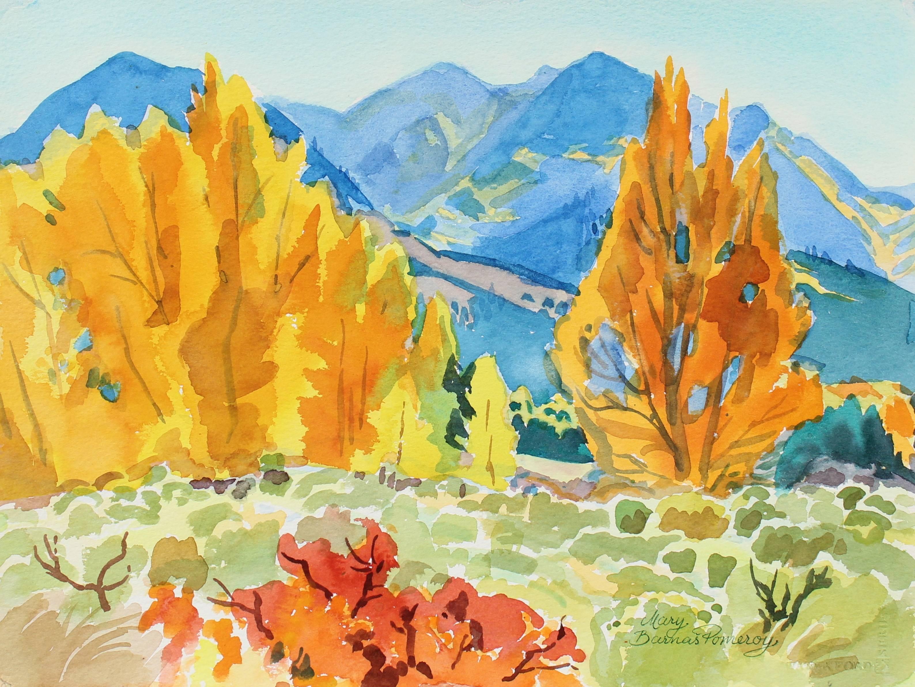 Mary Pomeroy Landscape Art - "Autumn in Great Sand Dunes National Monuments" Landscape Watercolor, 1991