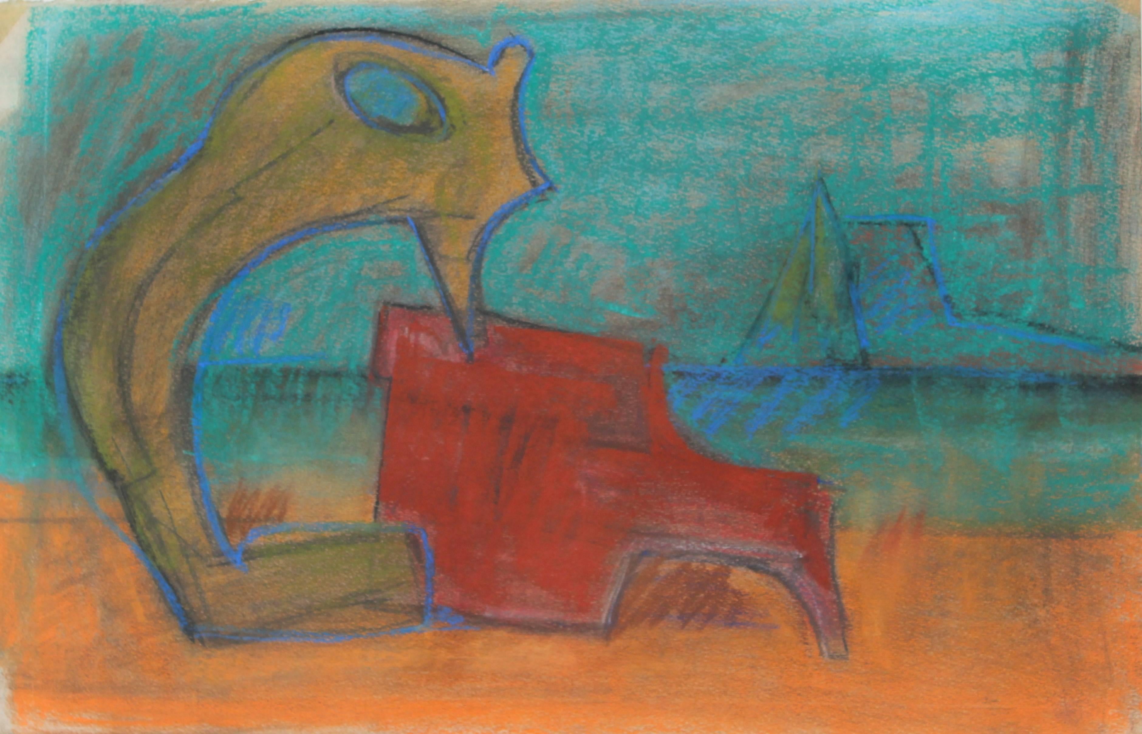 Dave Fox Abstract Drawing - Modernist Abstract in Pastel, 1960s