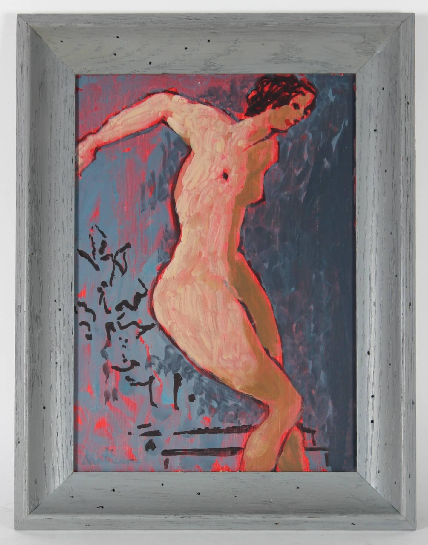 Rip Matteson Nude Painting - Modernist Nude with Blue, Oil Painting