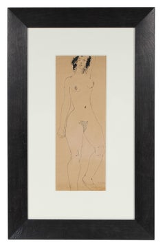 "Femme de Boul" French Figure Drawing in Ink, 1940s