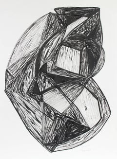 "Talisman" Expressionist Abstract in Black Ink, Late 20th Century