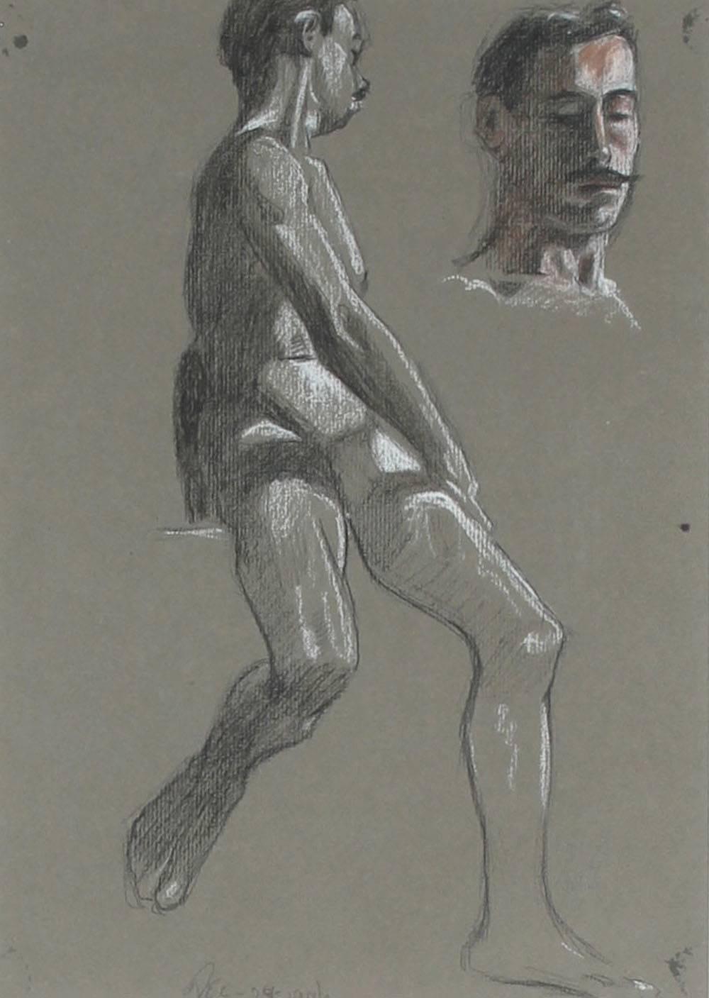 Parisian Male Figure Study in Charcoal and Pastel, 1906 - Art by John Whitworth Robson