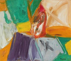 "Still-Life" Bright Modernist Abstract in Oil, 1972