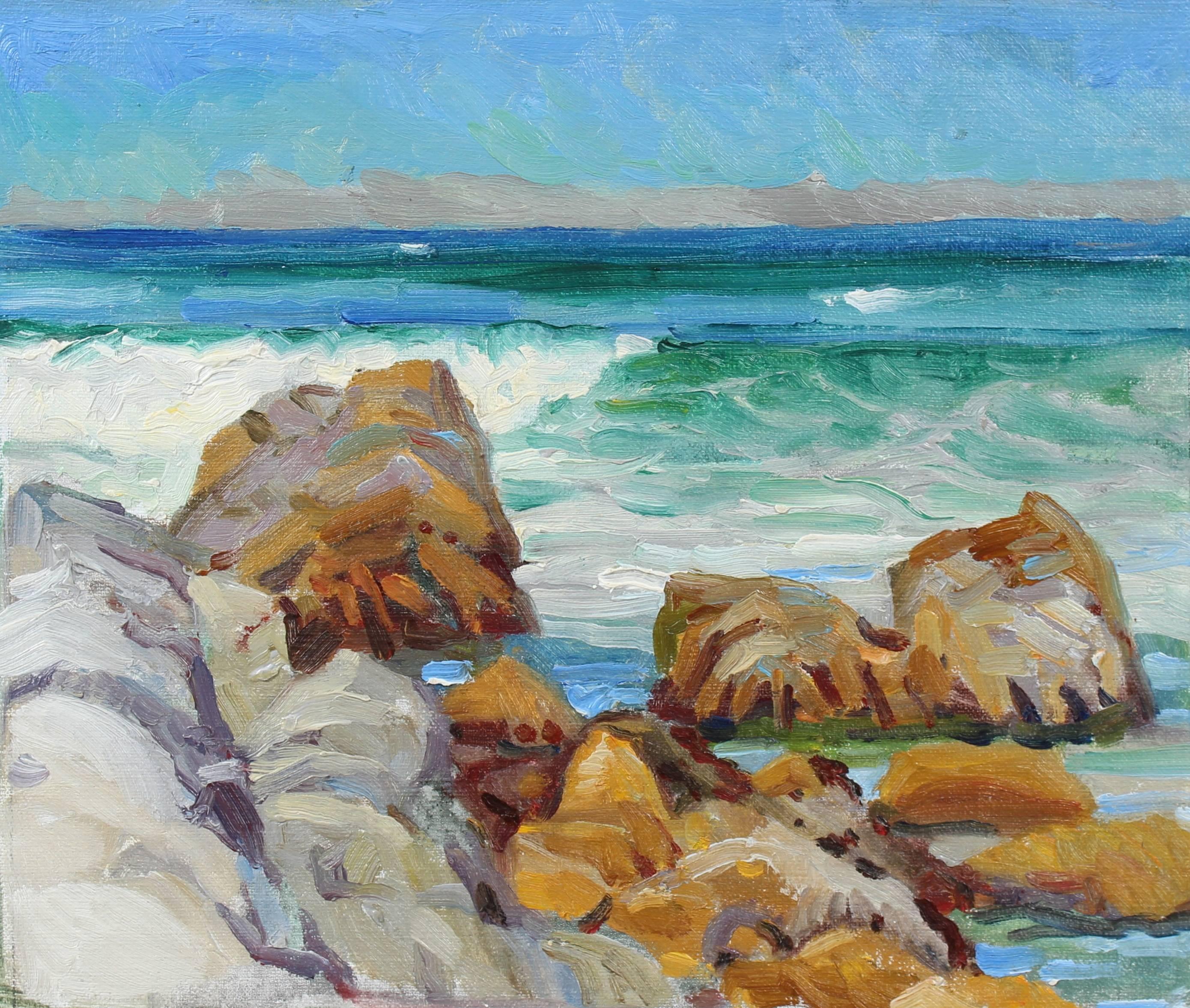 Frederick Pomeroy Landscape Painting - Carmel Seascape, Oil on Canvas, 20th Century