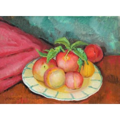 Still Life with Peaches, Oil on Canvas, Mid 20th Century 12